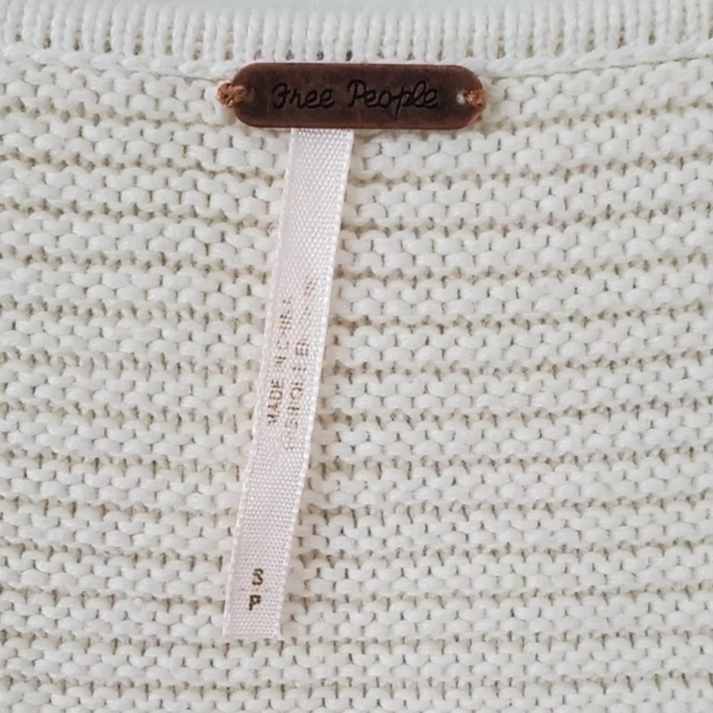 Free People Oversized Chunky Knit Sweater La Brea Heavy Cream Ivory Pullover Top
